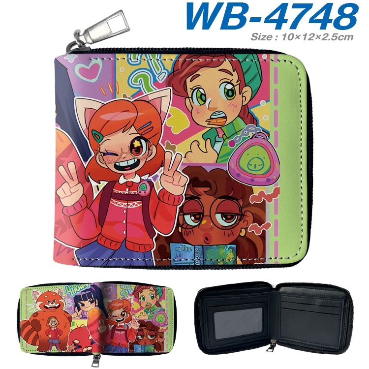 Turning Red Anime color short full zip folding wallet 10x12x2.5cm  WB-4748A