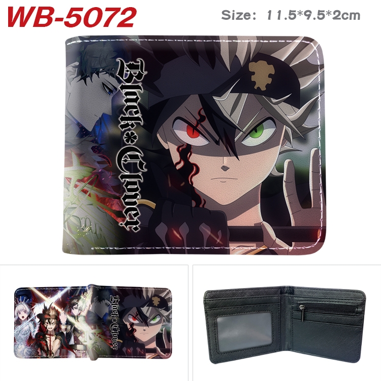 Black Clover Animation color PU leather half fold wallet 11.5X9X2CM WB-5072A