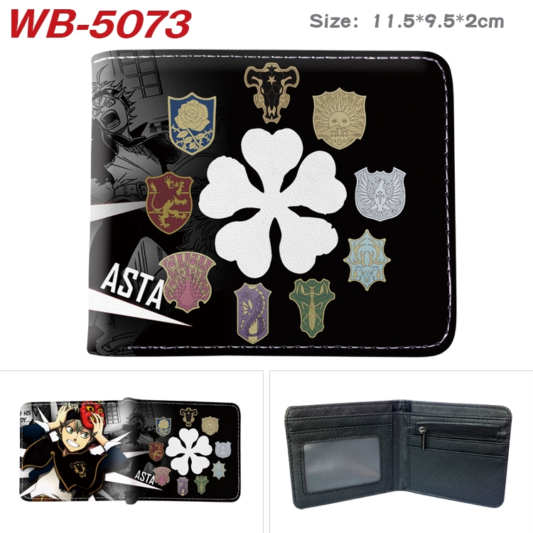 Black Clover Animation color PU leather half fold wallet 11.5X9X2CM WB-5073A