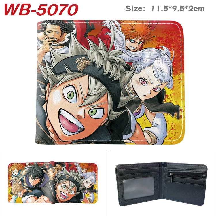 Black Clover Animation color PU leather half fold wallet 11.5X9X2CM WB-5070A