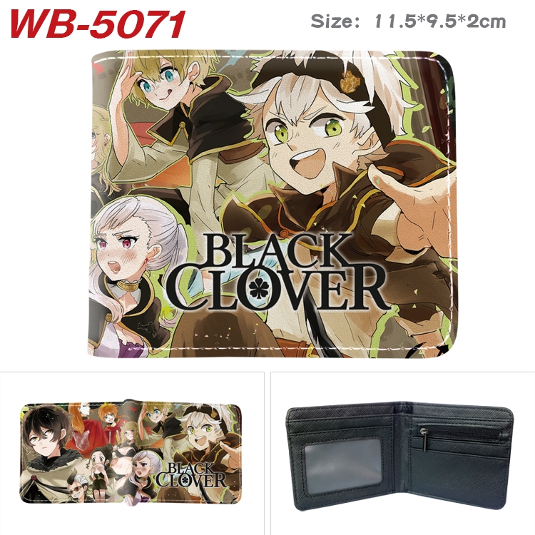 Black Clover Animation color PU leather half fold wallet 11.5X9X2CM WB-5071A