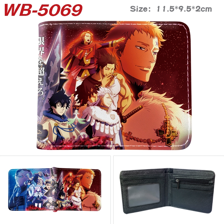 Black Clover Animation color PU leather half fold wallet 11.5X9X2CM  WB-5069A