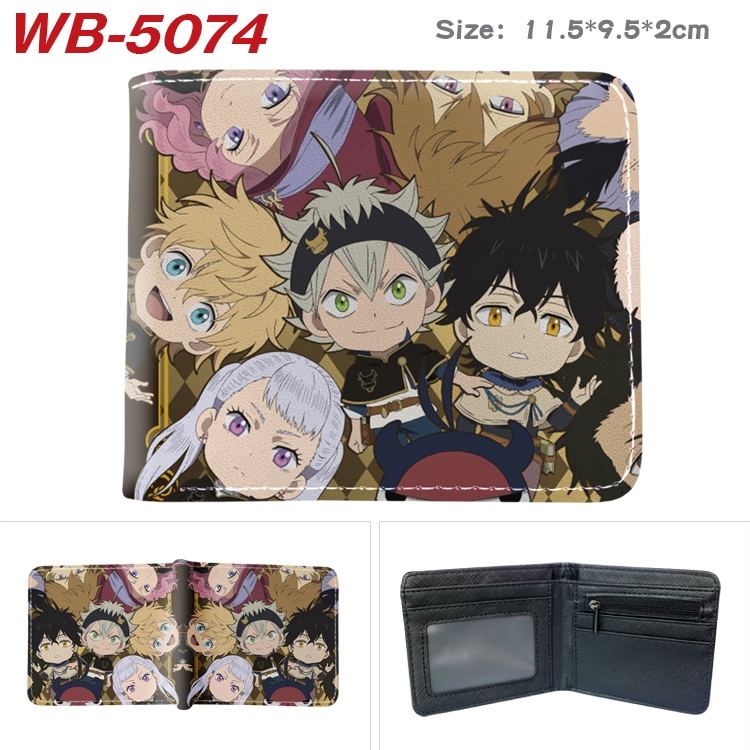 Black Clover Animation color PU leather half fold wallet 11.5X9X2CM WB-5074A