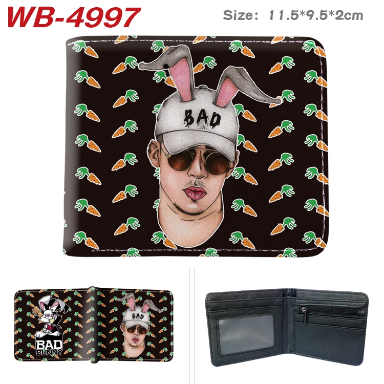 Bad Bunny Animation color PU leather half fold wallet 11.5X9X2CM WB-4997A