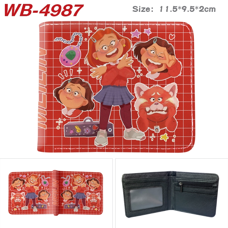 Turning Red Animation color PU leather half fold wallet 11.5X9X2CM WB-4987A