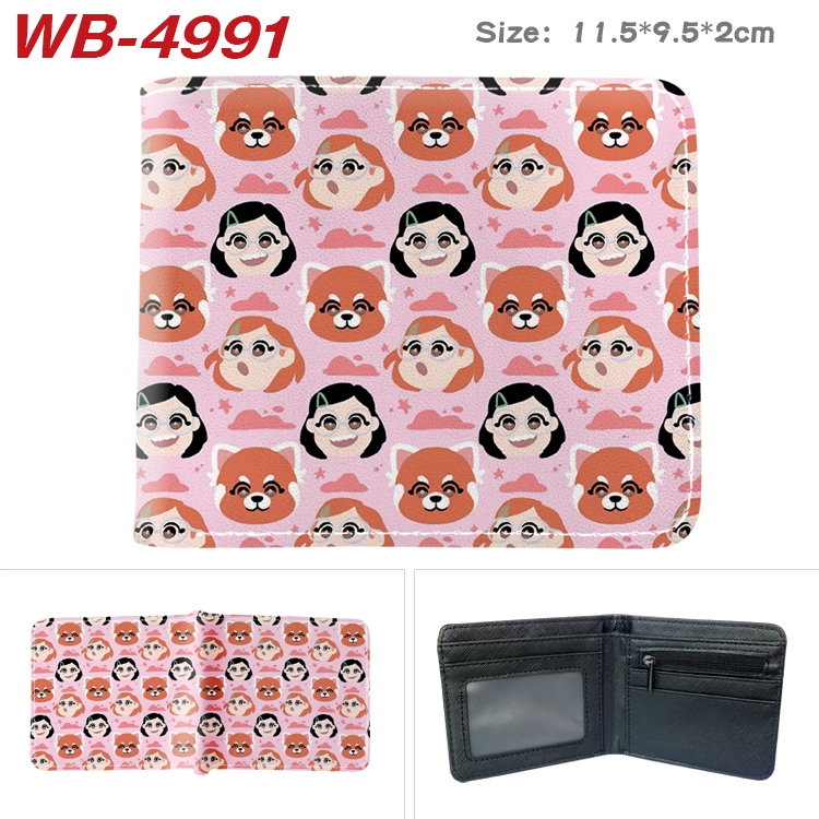 Turning Red Animation color PU leather half fold wallet 11.5X9X2CM WB-4991A