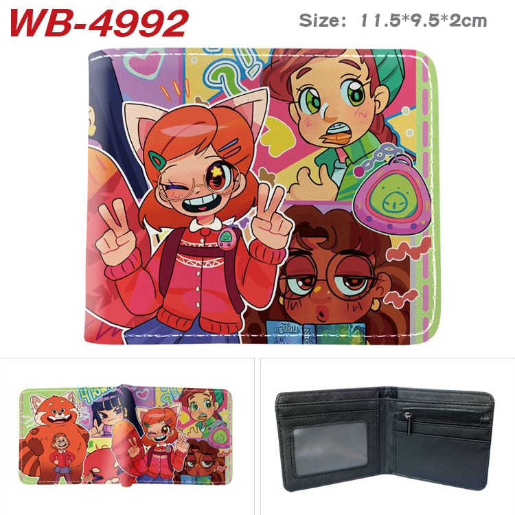 Turning Red Animation color PU leather half fold wallet 11.5X9X2CM WB-4992A