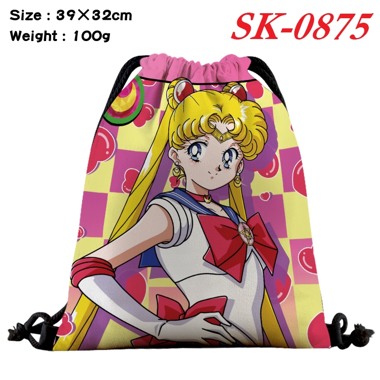 sailormoon cartoon Waterproof Nylon Full Color Drawstring Pocket 39x32cm SK-0875