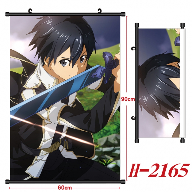 Sword Art Online Anime Black Plastic Rod Canvas Painting Wall Scroll 60X90CM H-2165A