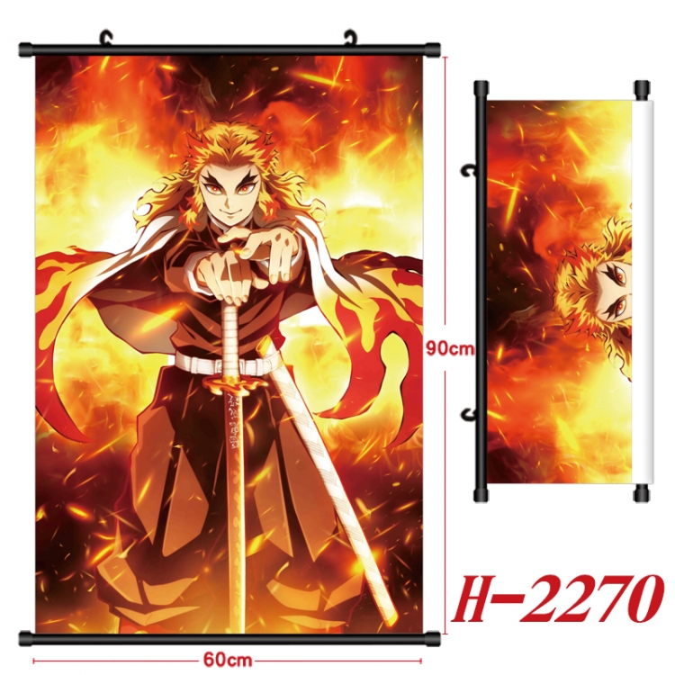 Demon Slayer Kimets Anime Black Plastic Rod Canvas Painting Wall Scroll 60X90CM H-2270A