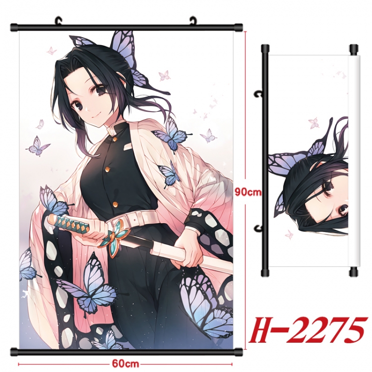 Demon Slayer Kimets Anime Black Plastic Rod Canvas Painting Wall Scroll 60X90CM H-2275A