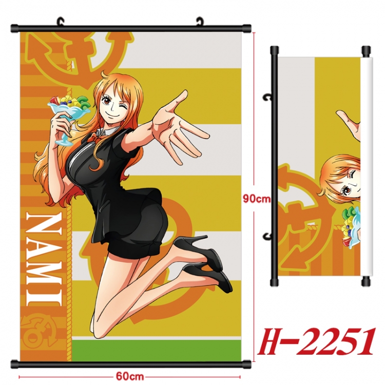 One Piece Anime Black Plastic Rod Canvas Painting Wall Scroll 60X90CM H-2251A