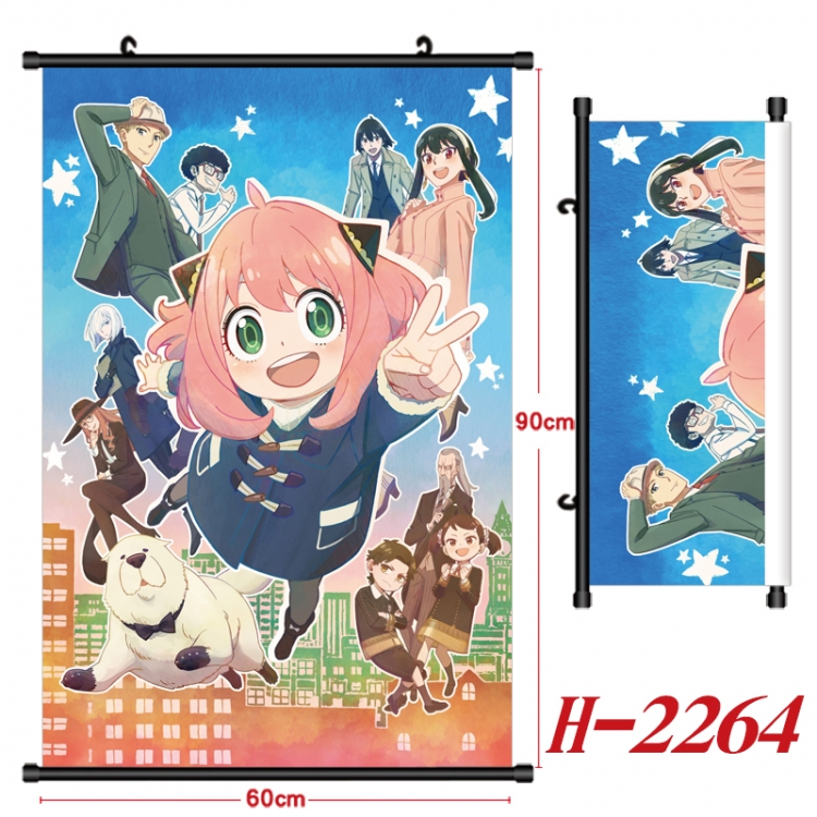 SPY×FAMILY Anime Black Plastic Rod Canvas Painting Wall Scroll 60X90CM H-2264A