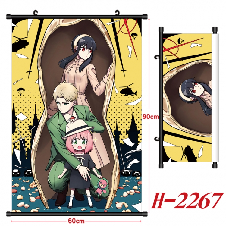 SPY×FAMILY Anime Black Plastic Rod Canvas Painting Wall Scroll 60X90CM H-2267A