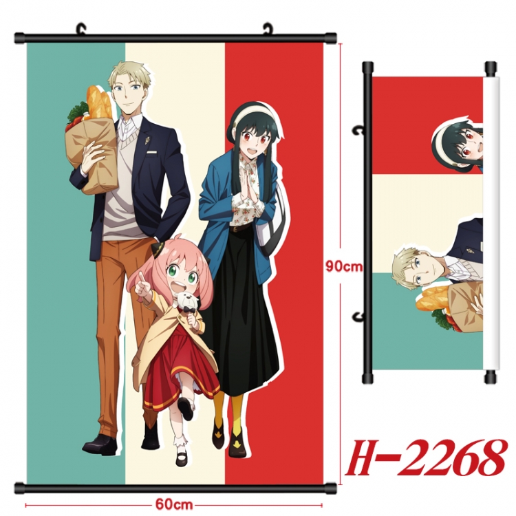 SPY×FAMILY Anime Black Plastic Rod Canvas Painting Wall Scroll 60X90CM H-2268A