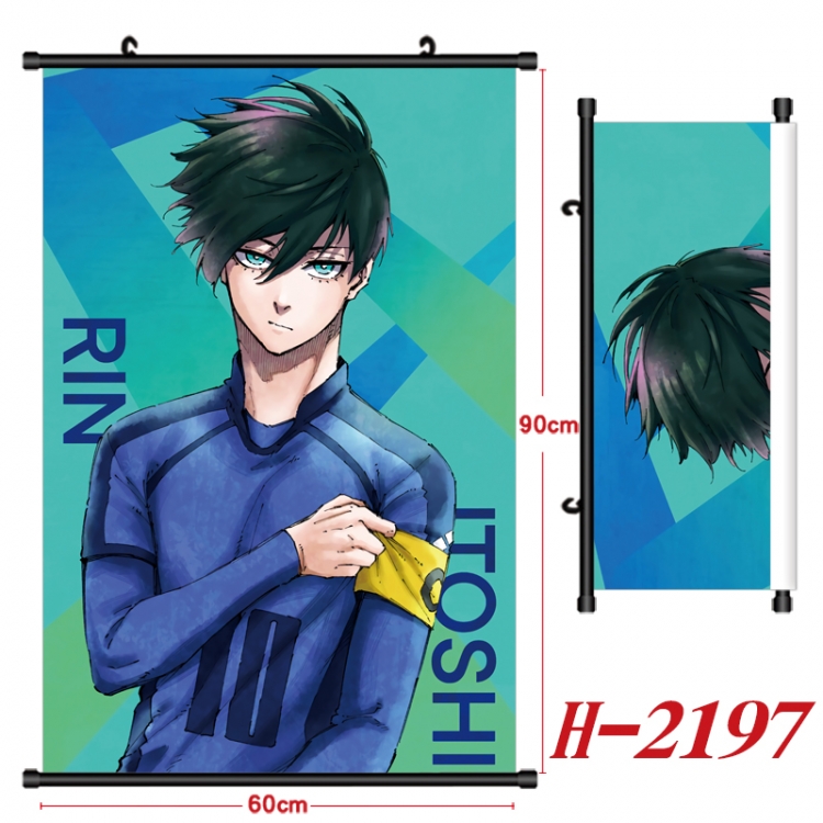 BLUE LOCK Anime Black Plastic Rod Canvas Painting Wall Scroll 60X90CM H-2197A