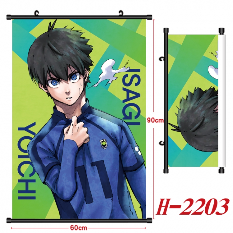 BLUE LOCK Anime Black Plastic Rod Canvas Painting Wall Scroll 60X90CM H-2203A