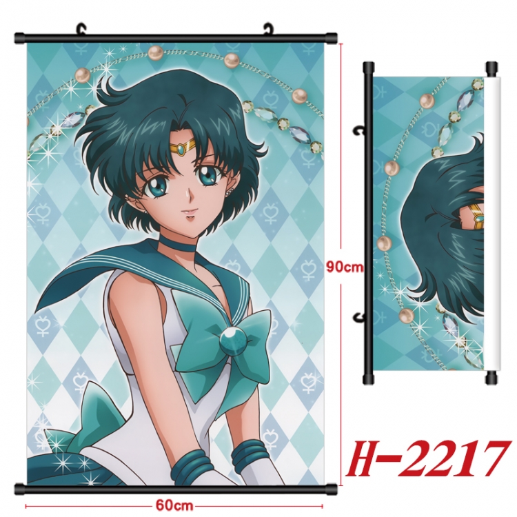 sailormoon Anime Black Plastic Rod Canvas Painting Wall Scroll 60X90CM H-2217A