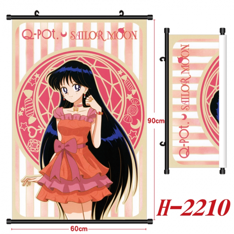 sailormoon Anime Black Plastic Rod Canvas Painting Wall Scroll 60X90CM H-2210A
