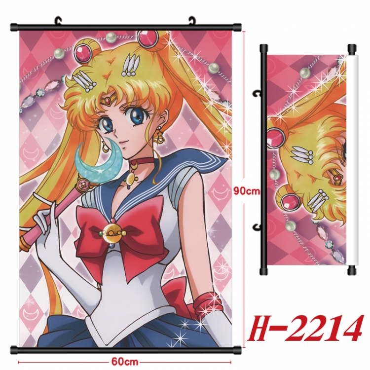 sailormoon Anime Black Plastic Rod Canvas Painting Wall Scroll 60X90CM H-2214A