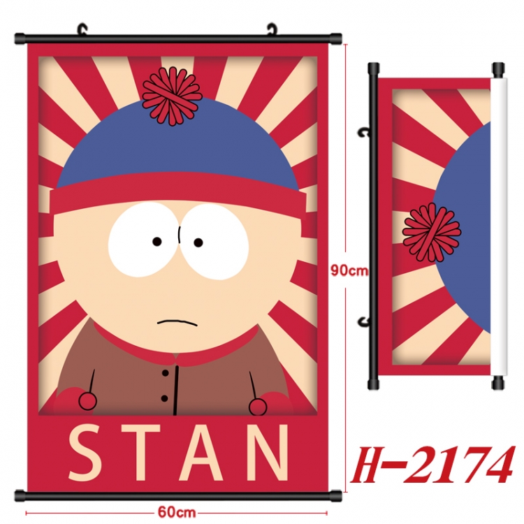 South Park Anime Black Plastic Rod Canvas Painting Wall Scroll 60X90CM H-2174A