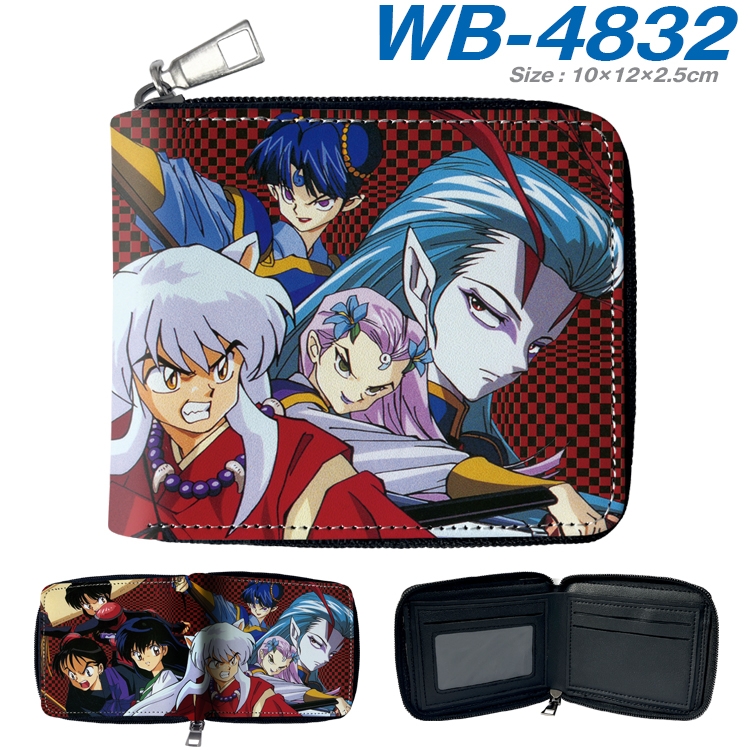 Inuyasha Anime color short full zip folding wallet 10x12x2.5cm WB-4832A