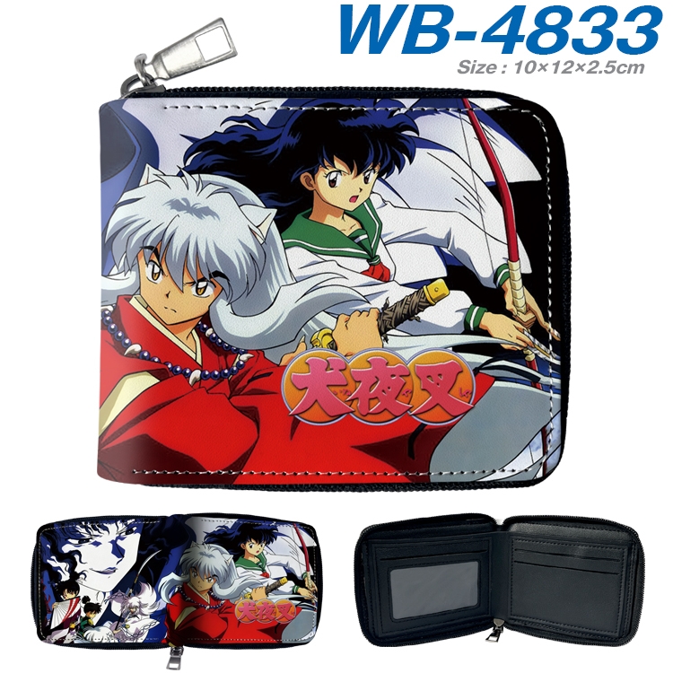Inuyasha Anime color short full zip folding wallet 10x12x2.5cm WB-4833A