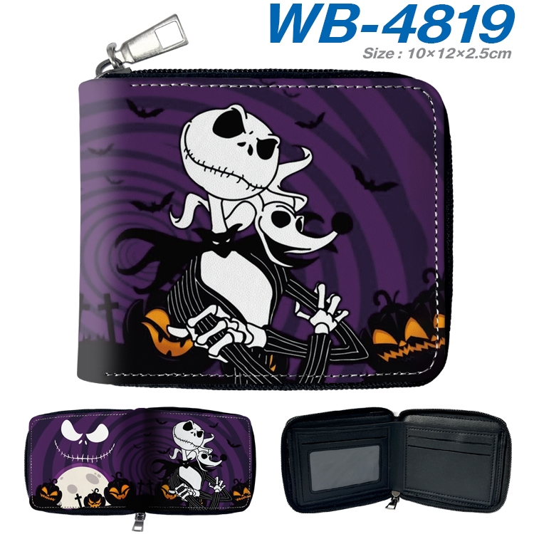The Nightmare Before Christmas Anime color short full zip folding wallet 10x12x2.5cm WB-4819A