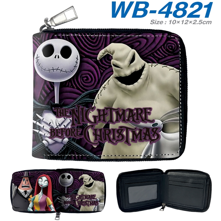 The Nightmare Before Christmas Anime color short full zip folding wallet 10x12x2.5cm WB-4821A