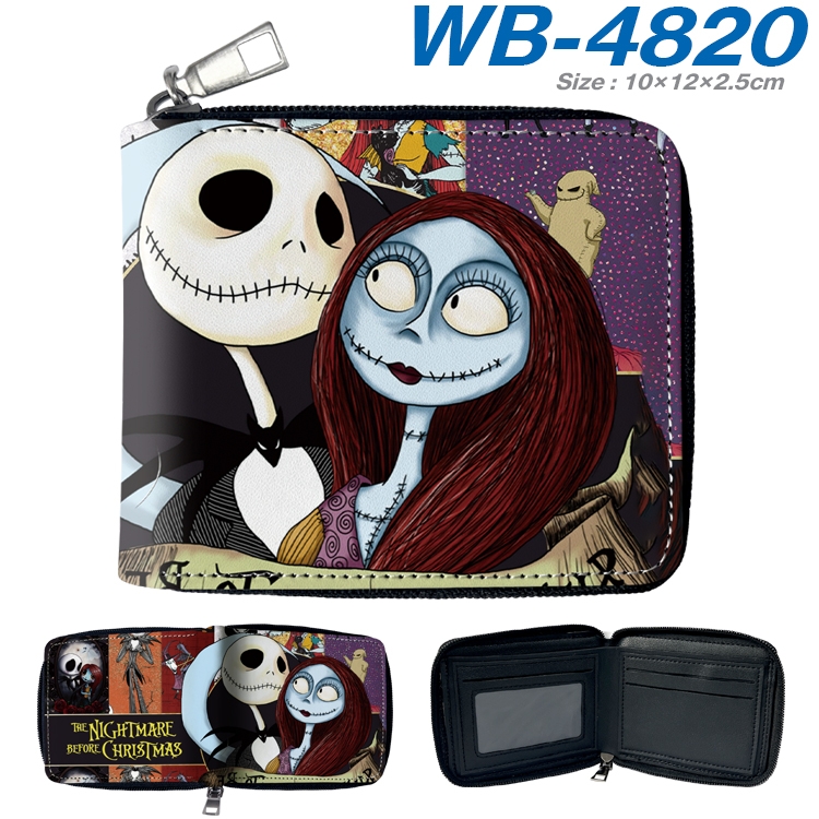 The Nightmare Before Christmas Anime color short full zip folding wallet 10x12x2.5cm WB-4820A