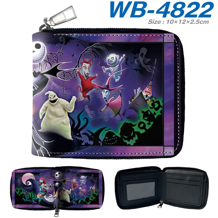 The Nightmare Before Christmas Anime color short full zip folding wallet 10x12x2.5cm WB-4822A