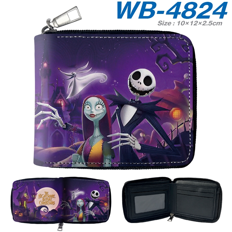 The Nightmare Before Christmas Anime color short full zip folding wallet 10x12x2.5cm WB-4824A