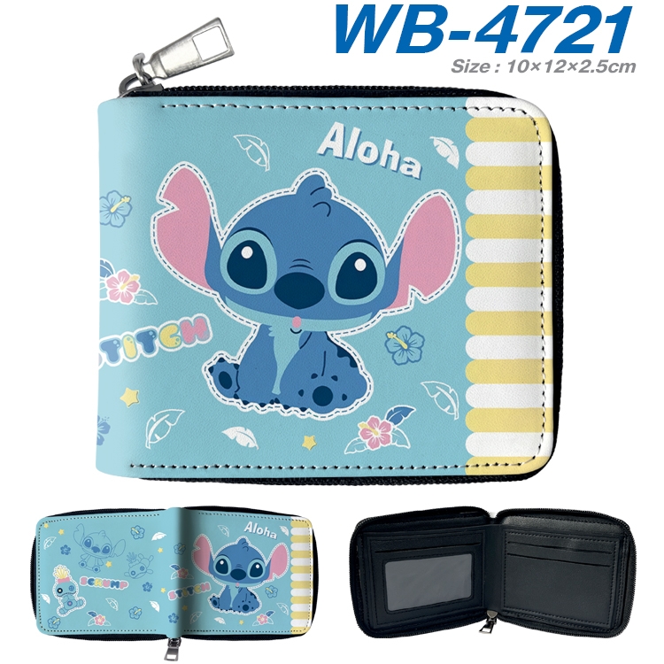 Stitch Anime color short full zip folding wallet 10x12x2.5cm WB-4721A