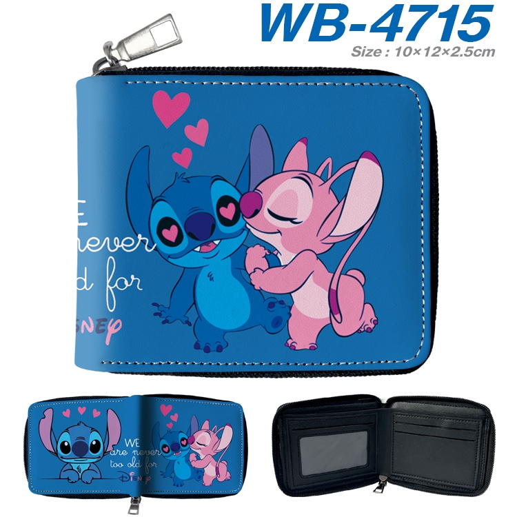 Stitch Anime color short full zip folding wallet 10x12x2.5cm WB-4715A