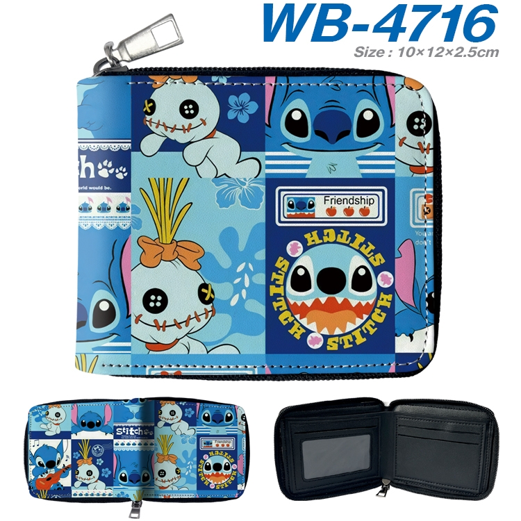 Stitch Anime color short full zip folding wallet 10x12x2.5cm WB-4716A