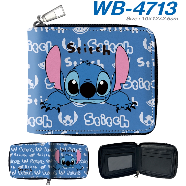 Stitch Anime color short full zip folding wallet 10x12x2.5cm WB-4713A