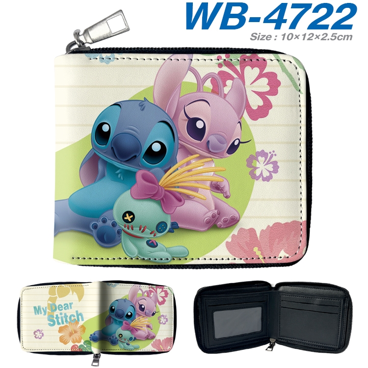 Stitch Anime color short full zip folding wallet 10x12x2.5cm WB-4722A