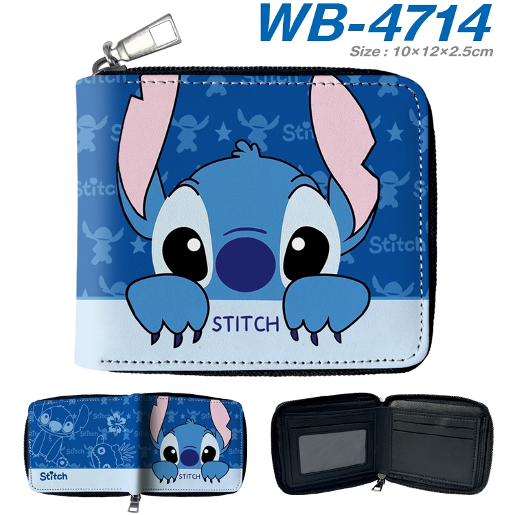 Stitch Anime color short full zip folding wallet 10x12x2.5cm WB-4714A