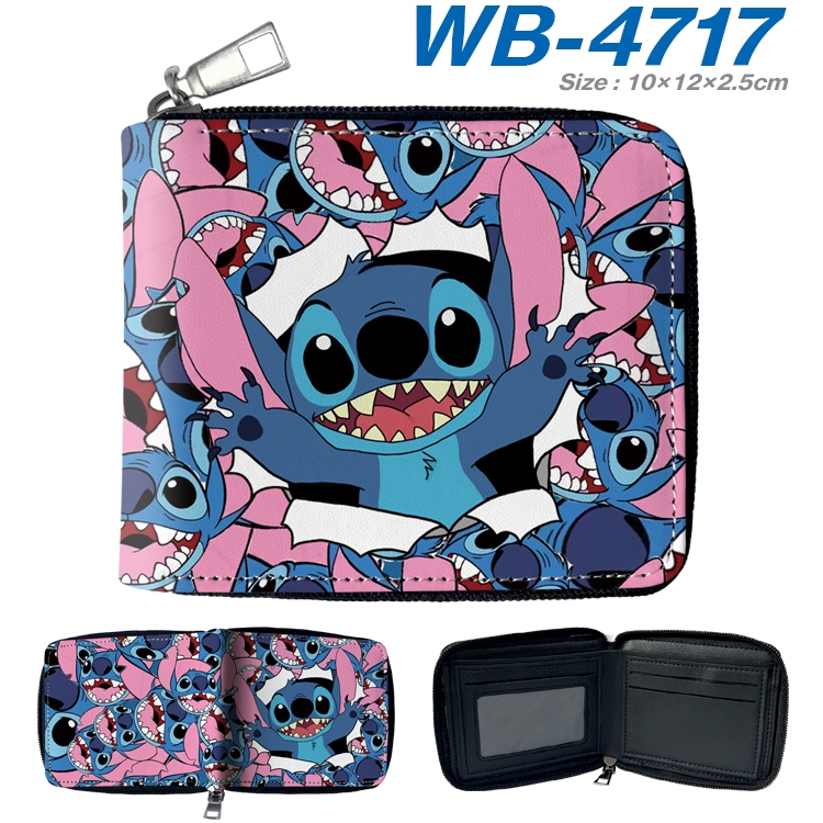 Stitch Anime color short full zip folding wallet 10x12x2.5cm WB-4717A