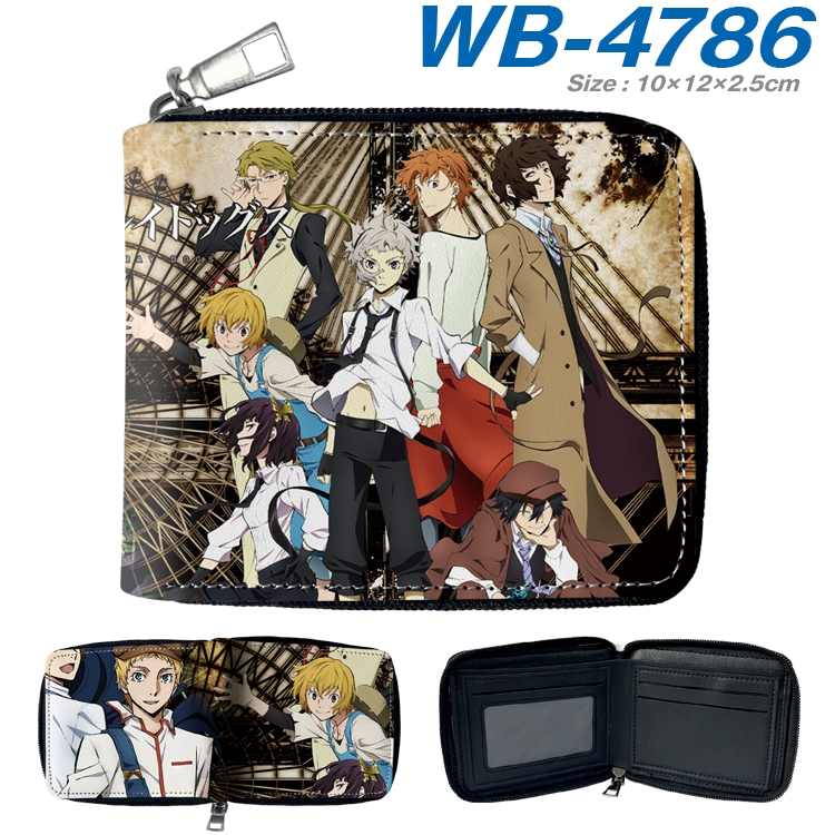 Bungo Stray Dogs Anime color short full zip folding wallet 10x12x2.5cm WB-4786A