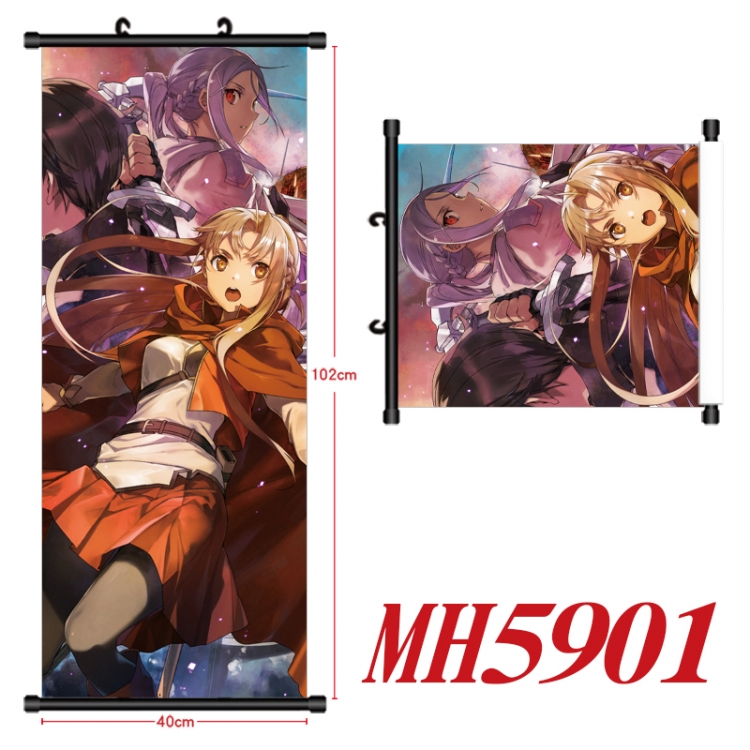 Sword Art Online Anime black Plastic rod Cloth painting Wall Scroll 40X102CM MH5901A