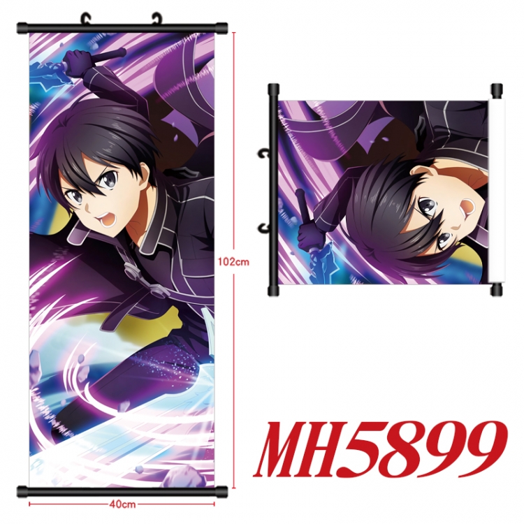 Sword Art Online Anime black Plastic rod Cloth painting Wall Scroll 40X102CM MH5899A
