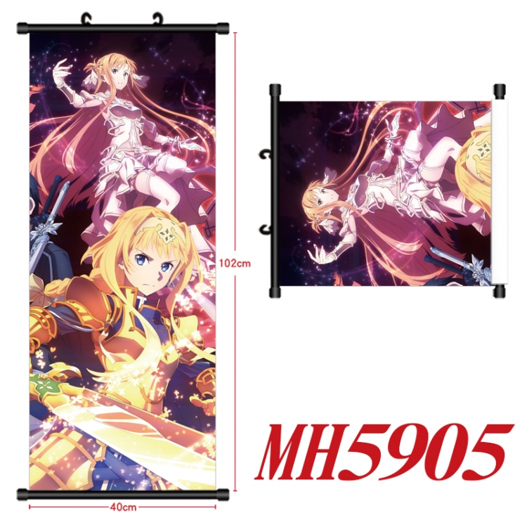 Sword Art Online Anime black Plastic rod Cloth painting Wall Scroll 40X102CM MH5905A