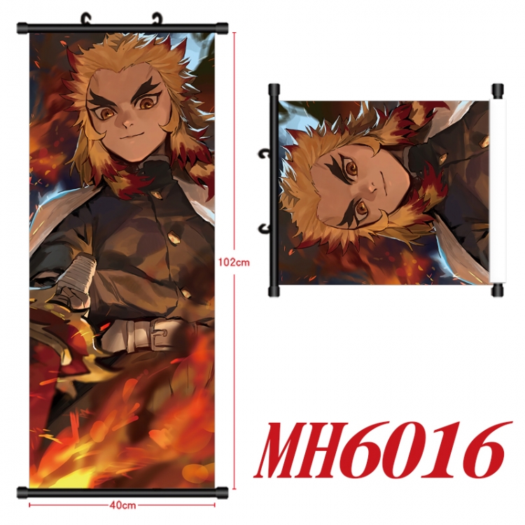 Demon Slayer Kimets Anime black Plastic rod Cloth painting Wall Scroll 40X102CM MH6016A