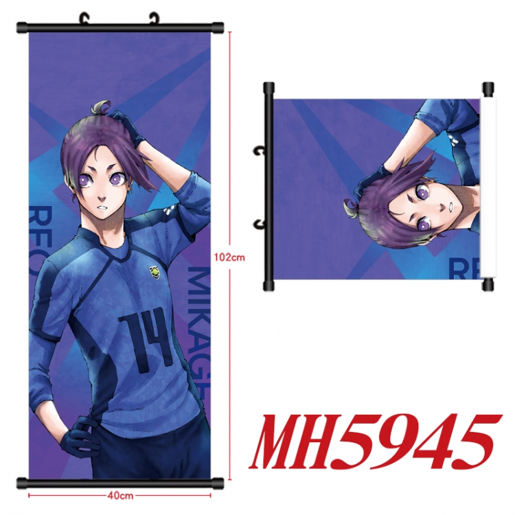 BLUE LOCK Anime black Plastic rod Cloth painting Wall Scroll 40X102CM MH5945A