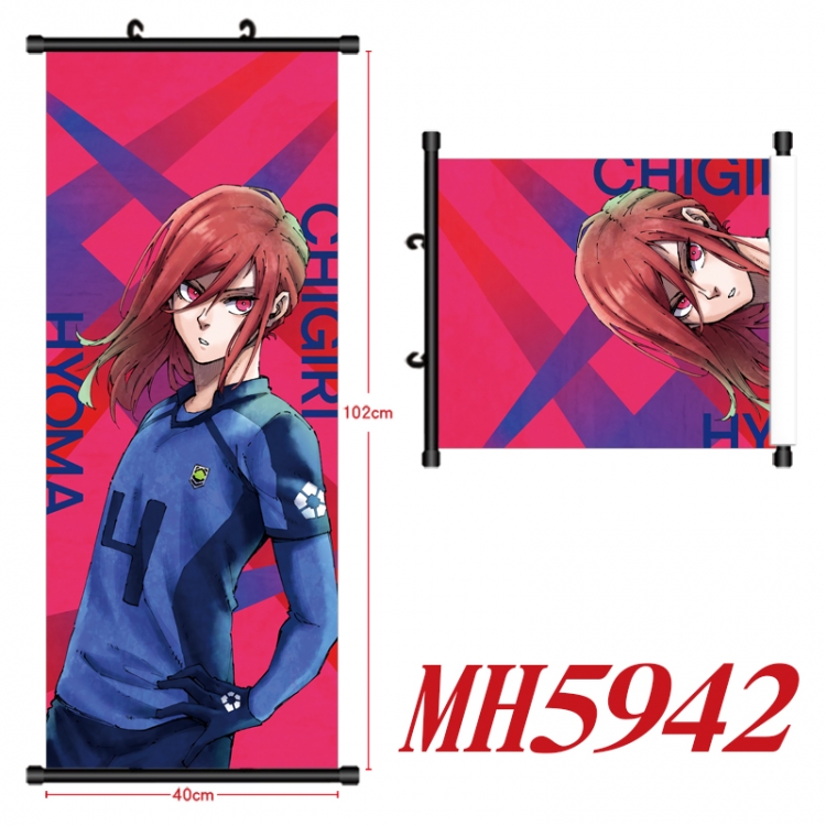 BLUE LOCK Anime black Plastic rod Cloth painting Wall Scroll 40X102CM  MH5942A