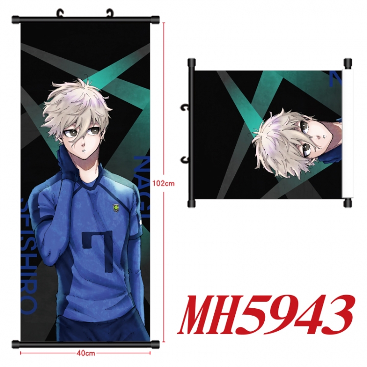 BLUE LOCK Anime black Plastic rod Cloth painting Wall Scroll 40X102CM  MH5943A