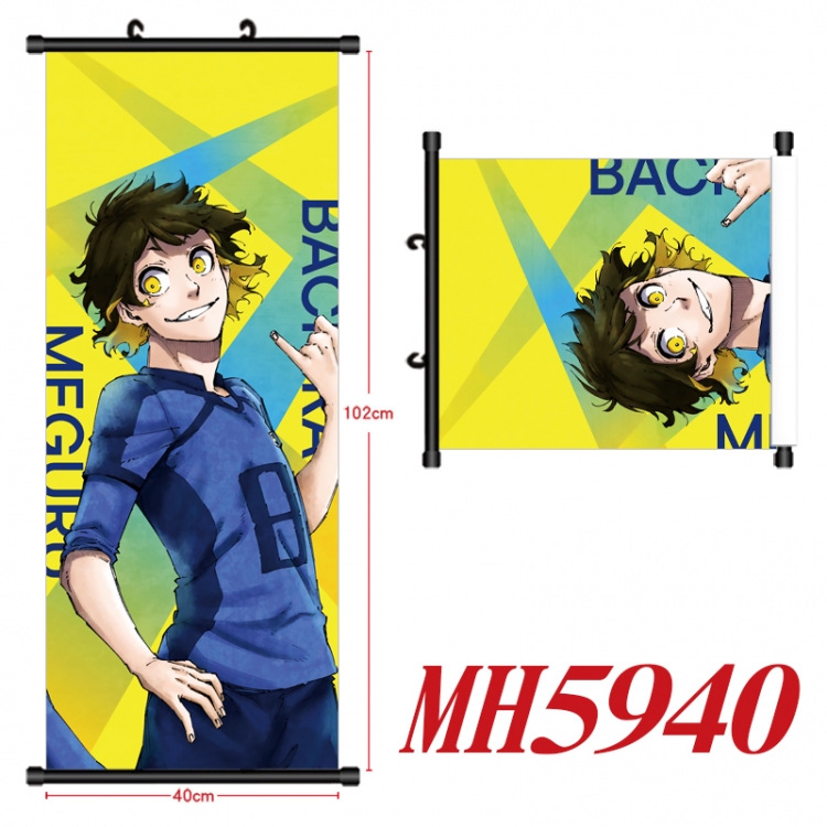 BLUE LOCK Anime black Plastic rod Cloth painting Wall Scroll 40X102CM MH5940A