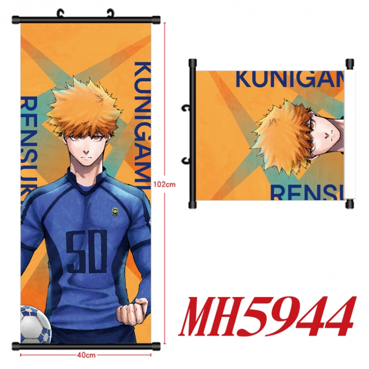 BLUE LOCK Anime black Plastic rod Cloth painting Wall Scroll 40X102CM MH5944A