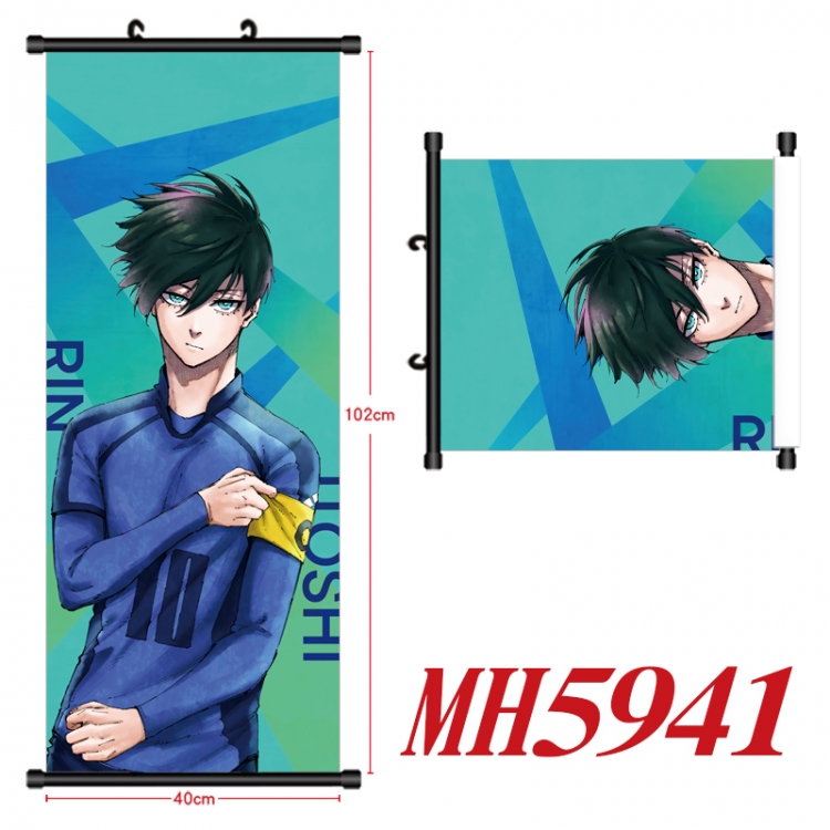 BLUE LOCK Anime black Plastic rod Cloth painting Wall Scroll 40X102CM MH5941A